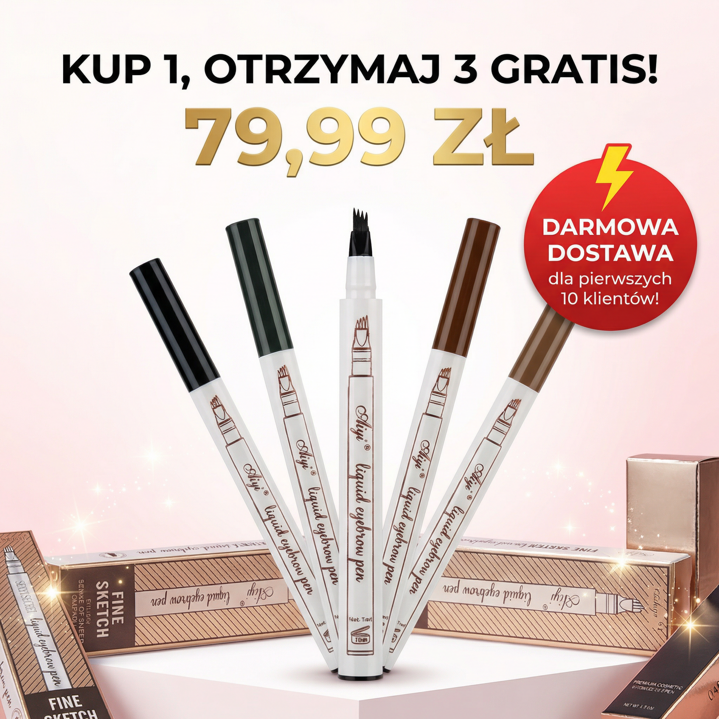 🎁 Kup 1 Pisak, Otrzymaj 3 GRATIS! Profesjonalne Brwi Jak z Salonu Za Tylko 79,99 zł