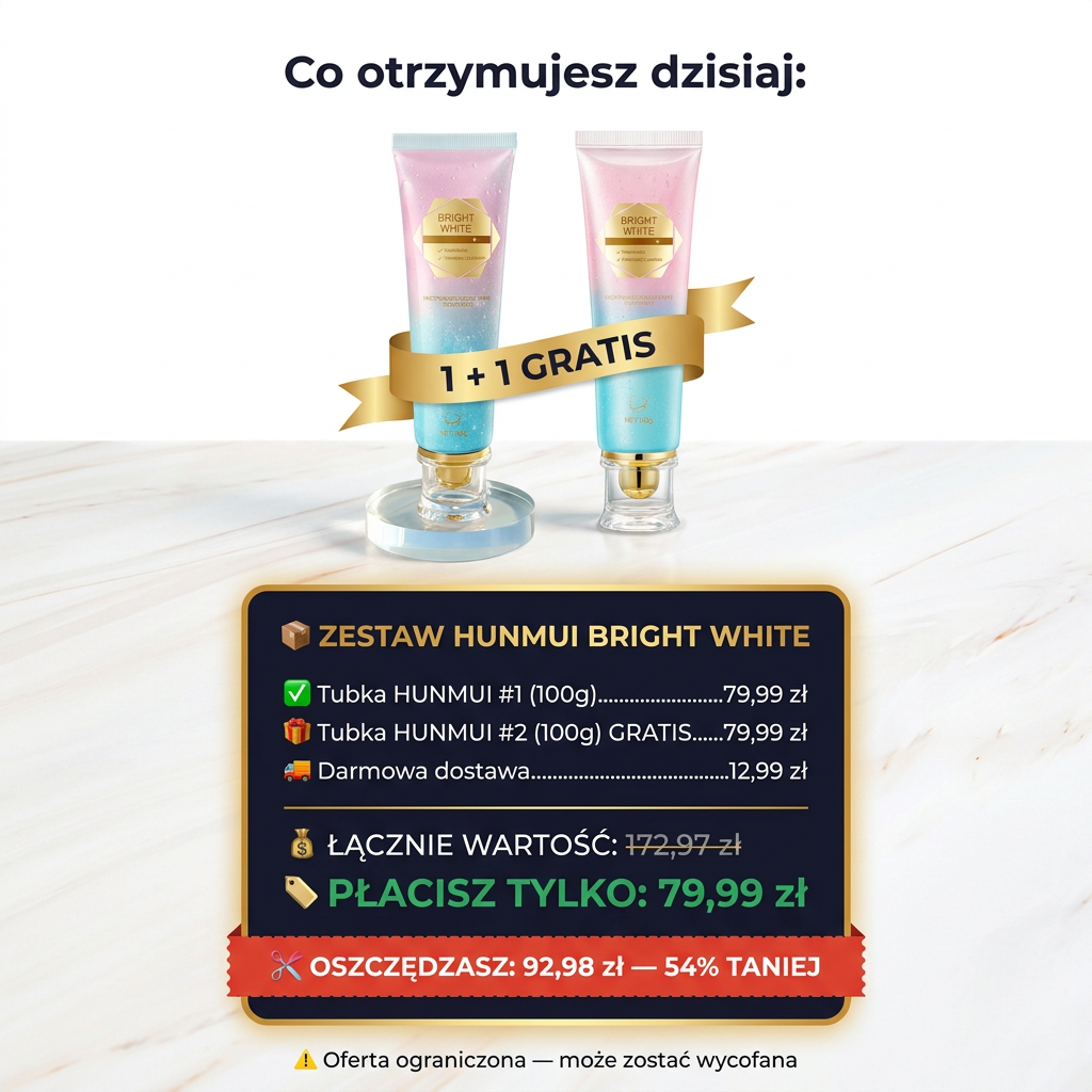1 Kupiona = 1 GRATIS 🎁 🚚 Pierwszych 10 klientów: Wysyłka 0 ZŁ Twój biały uśmiech zaczyna się tutaj.