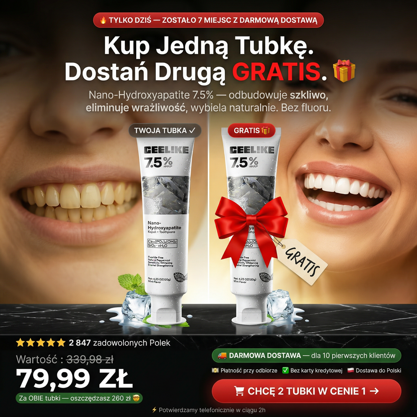 Kup Jedną. Dostań Drugą GRATIS🎁. Twój Uśmiech Tego Wart.