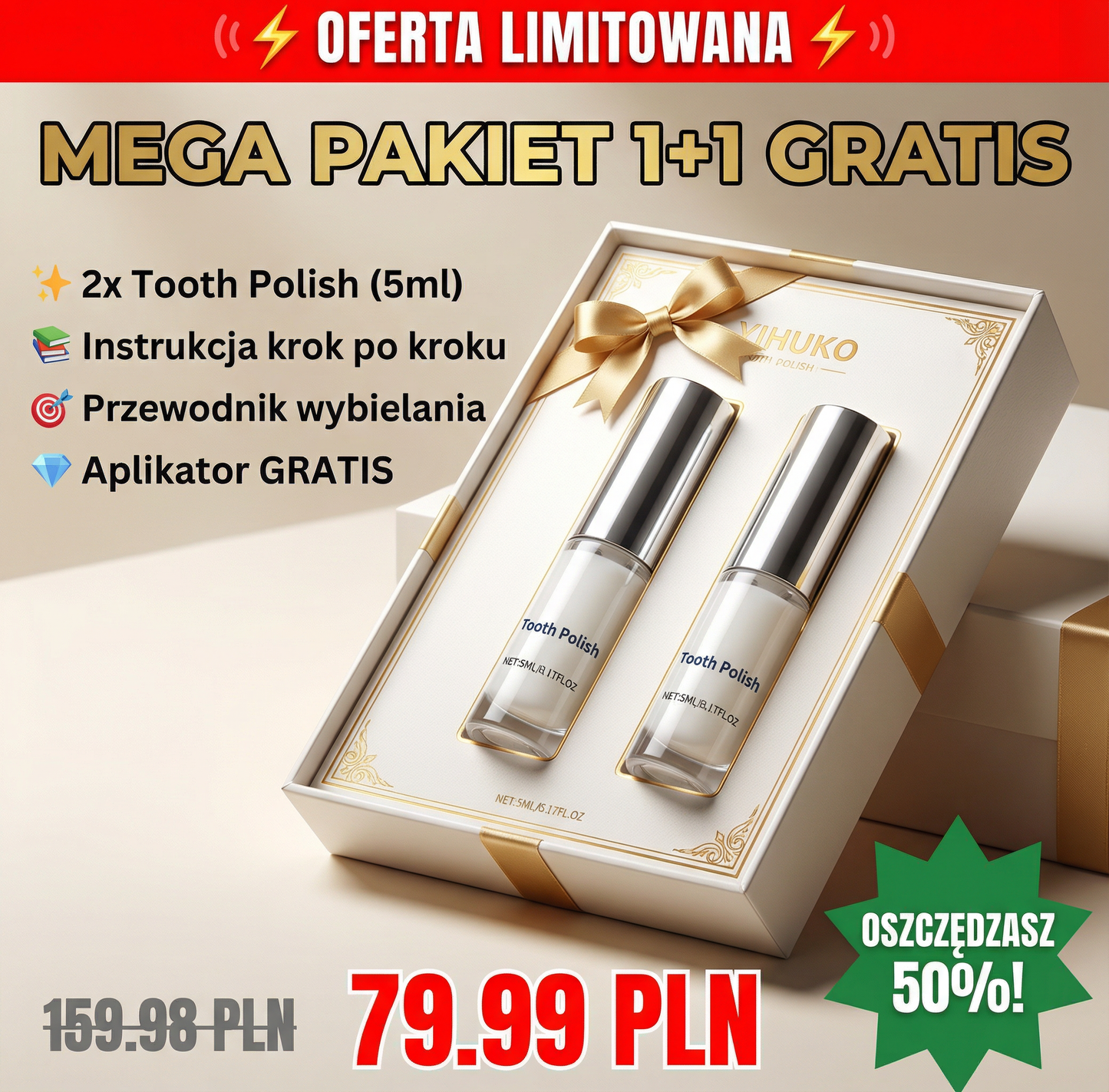 Białe Zęby w 30 Sekund - KUP 1 OTRZYMAJ 1 GRATIS!