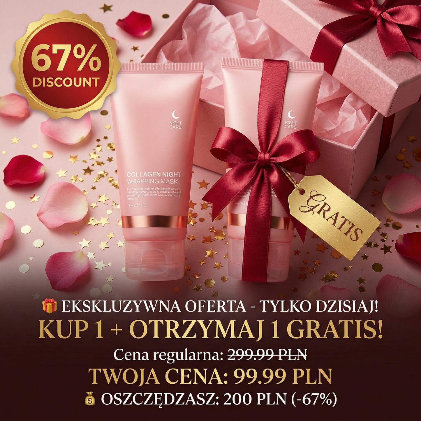 Kupujesz jedną maskę. Drugą dostajesz GRATIS. Budzisz się 10 lat młodsza.