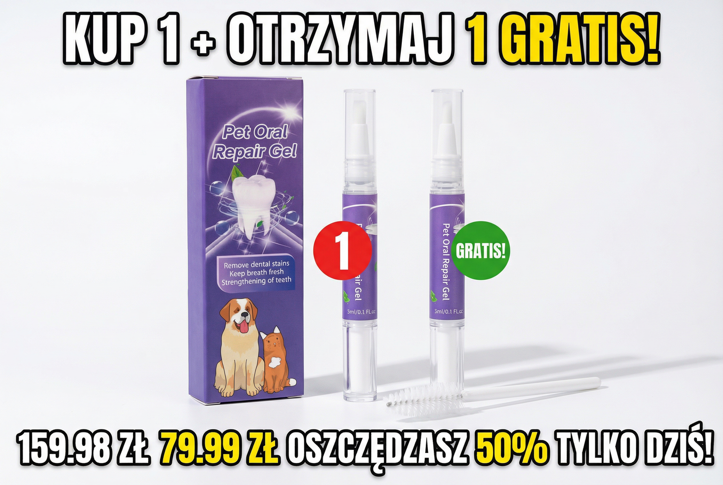 🔥 KUP 1 → OTRZYMAJ 2 GRATIS! 🔥Zdrowe Zęby Twojego Pupila w 7 Dni - BEZ Szczotkowania!Tylko 79.99 zł (Wartość 159.98 zł) - Oszczędzasz 50%!