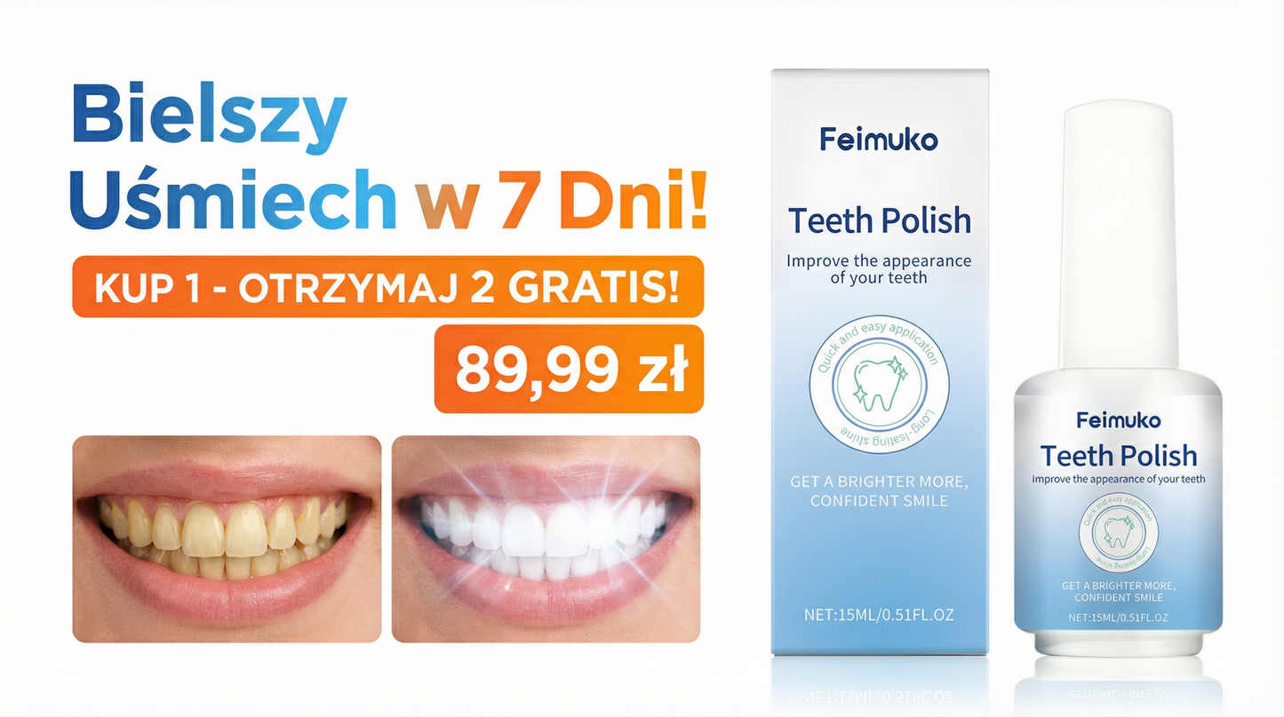 🎁 KUP 1, ODBIERZ 2 GRATIS - Tylko Dziś! Profesjonalne Wybielanie Zębów - Tylko 45 zł Za Sztukę (Zwykle 179,98 zł - Oszczędzasz 50%)