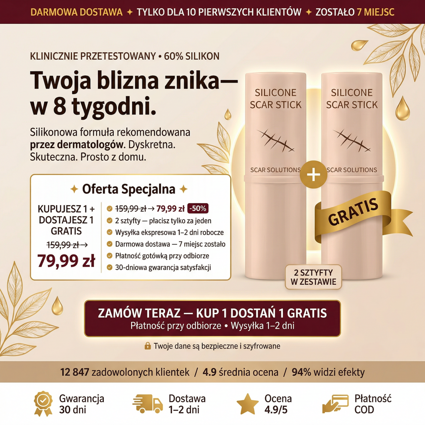 Kup 1 + Dostań 1 GRATIS 🎁  Płacisz dopiero przy odbiorze ✅