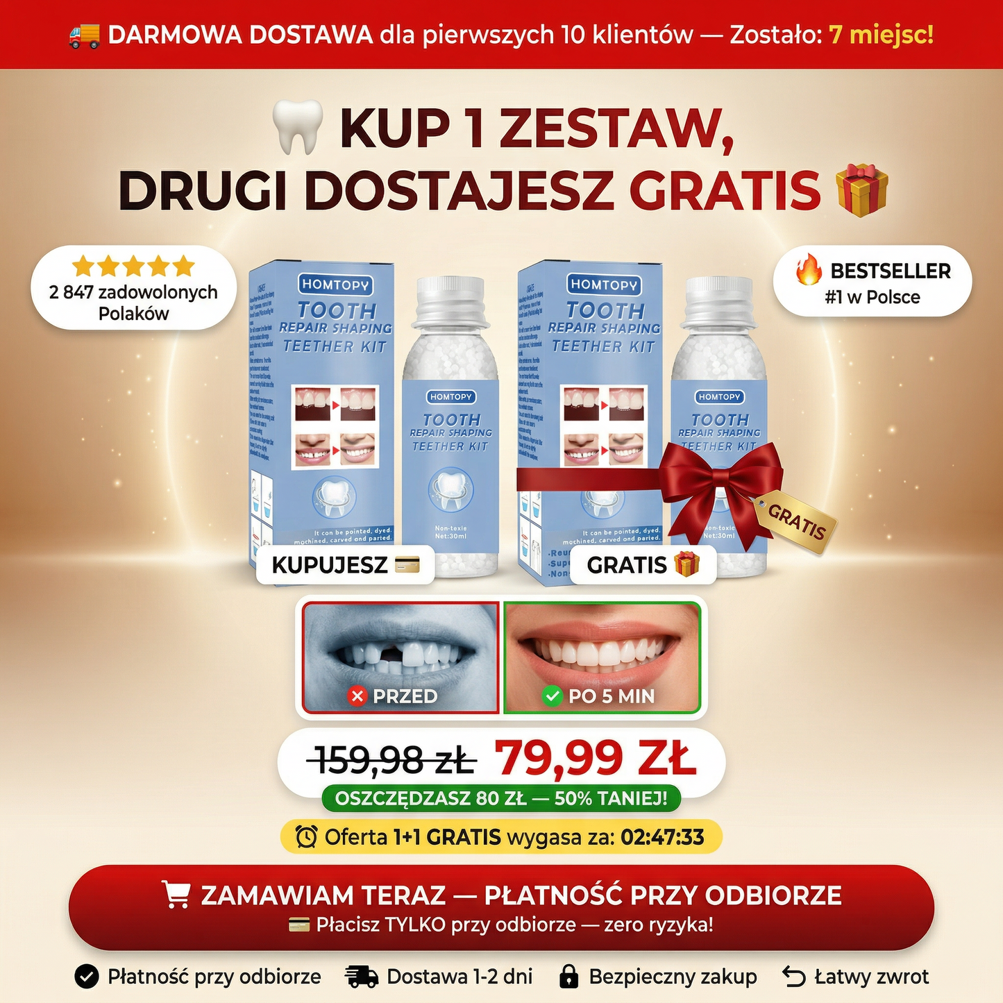 🦷 Napraw Ząb w 5 Minut — Kup 1, Drugi GRATIS!
