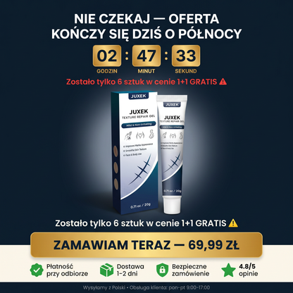 Blizny i rozstępy?  Kup 1 JUXEK — dostań 2. GRATIS.  Płacisz przy odbiorze🔥
